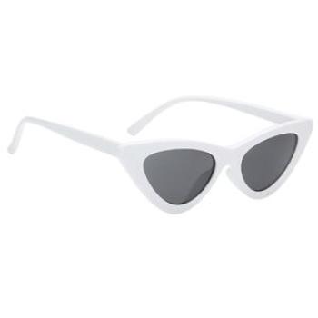 Fashion Women Classic Cat Eyes Sunglasses White fram Deep Gray lens