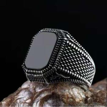 Men`s Ring With Black Gem