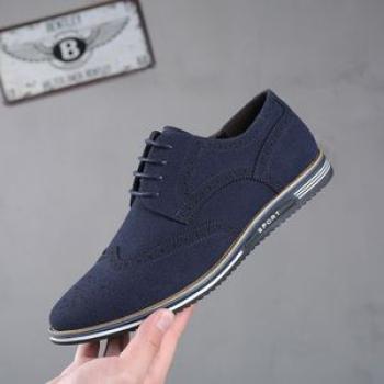 Mens Loafers Big Size Leather Shoes Nubuck Casual Shoes Blue Men`s Formal Shoes