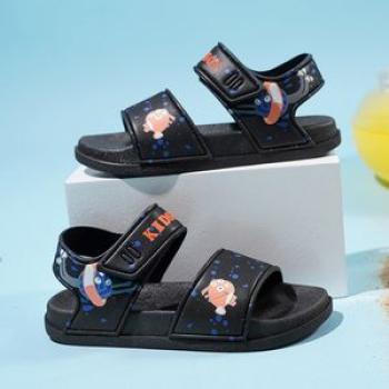 Medium & Large Children`s Sandals Summer Open-toed Boys Non-slip Shoes Black