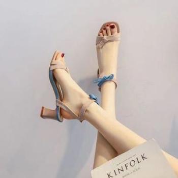 Weddings Women`s One Word Sandals With Thick Heel-Apricot