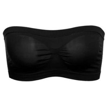 Women Solid Color Stretch Seamless Strapless Anti-slip-Black