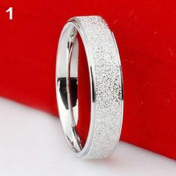 Men Women Wedding Band Ring Stainless Steel Matte-Silver