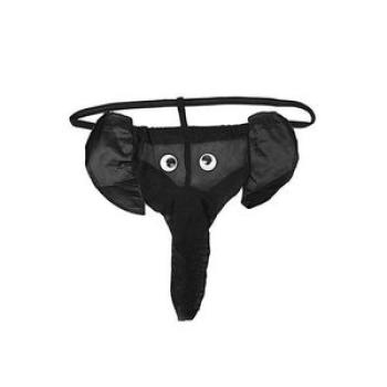 New Sexy Men Leopard Grain Elephant Pouch G-String Thong Underwear Novelty ( Black )
