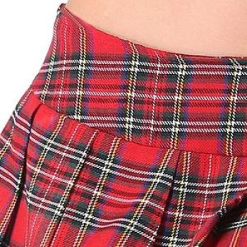 Women Sexy CosplayMini Plaid Pleated Skirt-Rose Red