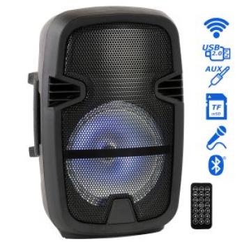 8" Rechargeable Bluetooth PA System With 1 Cordless Microphone -  Black