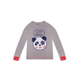 Girls Long Sleeve Round Neck Top - Grey/Pink, Cool Club
