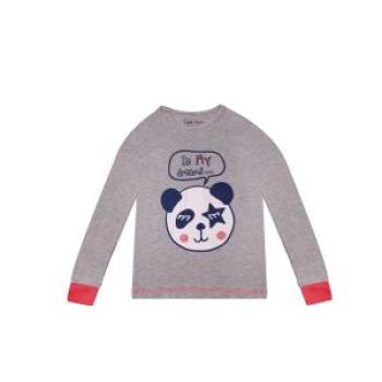 Girls Long Sleeve Round Neck Top - Grey/Pink, Cool Club