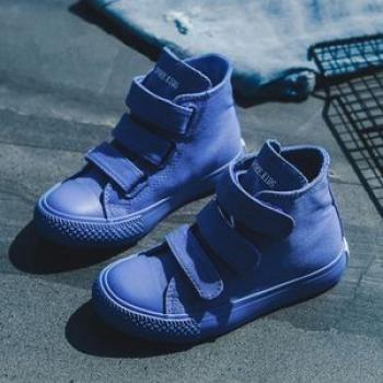 Children`s Spring High-top Candy Color Trend Canvas Casual Sneakers Blue