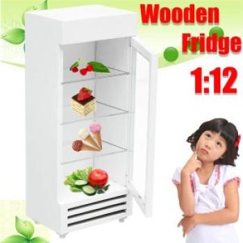 1:12 Miniature Display White Wooden Fridge Dollhouse Accessories Appliance Gift