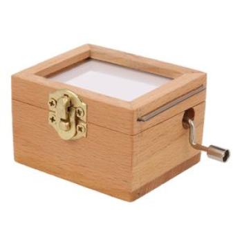 Wooden Hand Crank Music Box Hand-operated Music Case