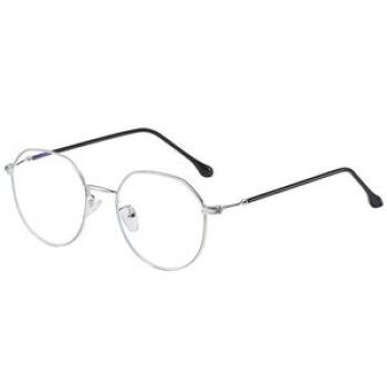 Retro Style Irregular Glasses Clear Flat Mirror Anti Blue Light silver