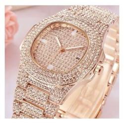 Female Sky Star Water Diamond Steel Women`s Watches - Rose Gold
