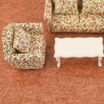 Wood Mini Sofa Armchair and Cushion Set for 1:12 Dollhouse Single Sofa