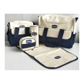 Fashion Diaper Bag Set - Dark Blue/Cream