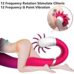 12 Speeds Licking Toy Rotation Oral Sex Tongue Female Cli/toris Vibrators Vibration Mager Rose Red