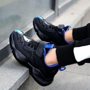 Children`s casual trendy sports shoes running shoes-Black Blue