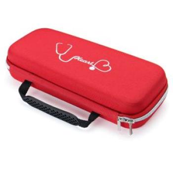 Portable Hard Zipper Stethoscope Carrying Bag Case Storage Box Shockproof gules