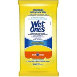 Wet Antibacterial Hand Wipes, Citrus Scent, 20 Count