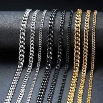 Cuban Chain Necklace For Men Women Punk Stainless Steel Curb Link Chain Chokers