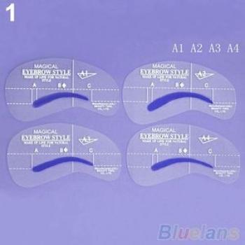 4 Styles Grooming Stencil Kit Make Up Shaping DIY Beauty Eyebrow Template Tools