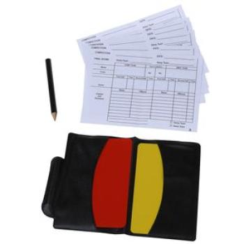 Box for football match referee red and yellow