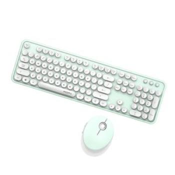 Mini Wireless 2.4G Keyboard with Mouse Combo with Number White Green