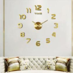 DIY 3D Large Art Wall Clock - Gold