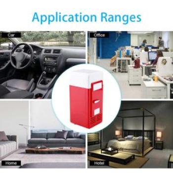 USB Mini Car Refrigerator Freezer Compact Cooler for 1 Can Hiking Red