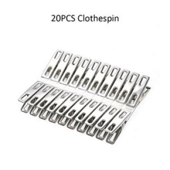 20 Pcs Clothespins Stainless Steel Clothes Clips Metal
