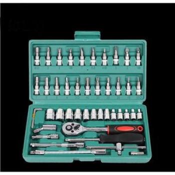46 Piece Carbon Wrench Set, Steel Mirror Socket Combination Set