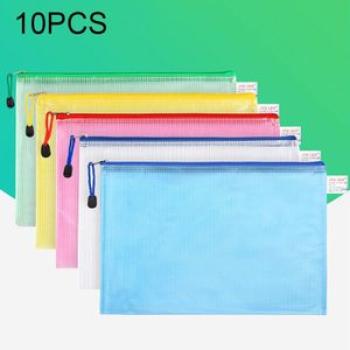 10 PCS Zipper Plastic Mesh Document File Bag,  Delivery, Size: 33.5*23cm