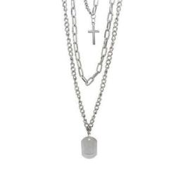 3PCS/SET Multilayer Hip-Hop Cool Necklace For Women Men Jewelry Gifts - Silver