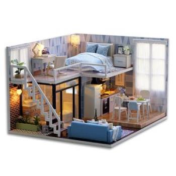 DIY Miniature Loft Dollhouse Kit Lifelike Mini 3D Wooden