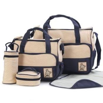 5pcs Portable Maternity Bags Diaper Bag Sets--Dark Blue