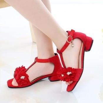 children girls fashion sandals summer new red
