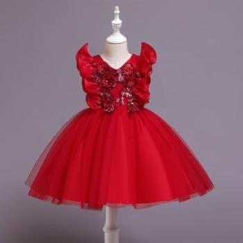 Girls Children Kids Sleeveless Dinner Party Princess Dress Ball Gown
