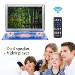 17` Portable Car Rechargeable DVD Player Remote Control 270° Rotation Screen Blue/Red Dark blue