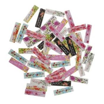 50pcs Wooden Buttons "Handmade" 4 Holes Flower Printed Tags For Sewing
