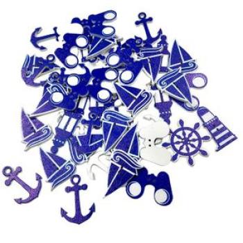 Pack Of 100 Assorted Ocean Series Shape Wooden Buttons For Sewing