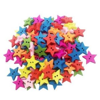 100pcs Wooden Buttons Mixed Star Crafts For Scrapbooking Sewing