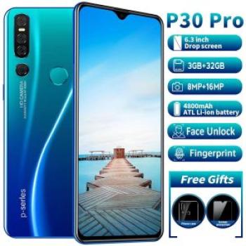 P30PRO 6.3` 3G+32G 8MP+16MP Face/ Unlock 2 SIM Card Smartphone Blue