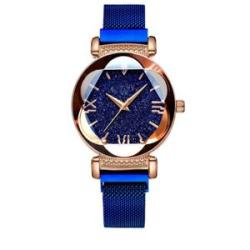 Starry Sky Watch Magnetic Strap Round Dial Women-Blue
