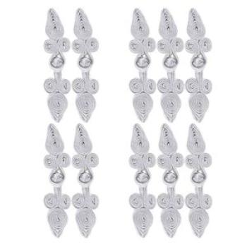 10 Pairs DIY Chinese Knot Frog Heart Buttons Closures Clothing Silver