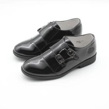 Boys Slip On Monk Strap School Uniform Formal Black Shoes