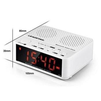 Wireless Bluetooth Time LED Display AUX Alarm Clock With FM Radio Speaker White HT-S