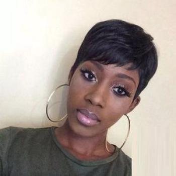 Women Pixie Cut Wigs Short Straight Black Wigs With Closure Ladies