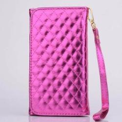 Universal Large Bling Leather Card Slot Wallet Case For Mobile Phone Bright red