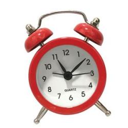 Loud Bell Snooze Alarm Clock  12 Hour Display Tabletop Quartz Red