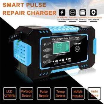 Blue 12V Intelligent Vehicle Locomotive Charger with LCD Display